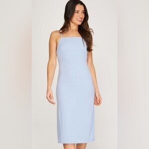 She+Sky Light Blue Women's Midi Dress Size Medium